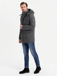 OMBRE Winterjacke Warme Lange Herren Parka Jacke Dunkelgrau/Grau