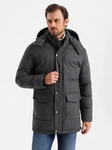 OMBRE Winterjacke Warme Lange Herren Parka Jacke Dunkelgrau/Grau