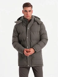 OMBRE Winterjacke Warme Lange Herren Parka Jacke Dunkelgrün/Khaki