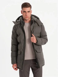 OMBRE Winterjacke Warme Lange Herren Parka Jacke Dunkelgrün/Khaki