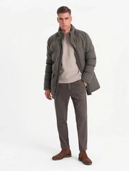 OMBRE Winterjacke Warme Lange Herren Parka Jacke Dunkelgrün/Khaki