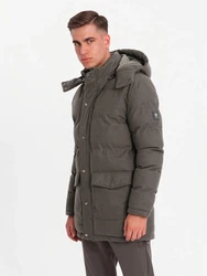 OMBRE Winterjacke Warme Lange Herren Parka Jacke Dunkelgrün/Khaki