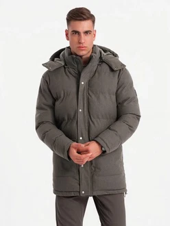 OMBRE Winterjacke Warme Lange Herren Parka Jacke Dunkelgrün/Khaki OMBRE Winterjacke Warme Lange Herren Parka Jacke Dunkelgrün/Khaki