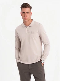 Longsleeve Strukturiertes Herren-Polo-Longsleeve mit Patch
