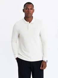 Longsleeve Strukturiertes Herren-Polo-Longsleeve mit Patch