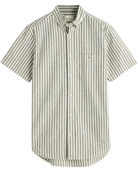 Gant Kurzarmhemd Streifenhemd Khaki/Beige/Dunkelgrün/Weiß