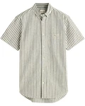 Gant Kurzarmhemd Streifenhemd Khaki/Beige/Dunkelgrün/Weiß