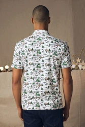 Next Poloshirt Polo-Shirt im weihnachtlichen Print Grün/Dunkelgrün/Weiß
