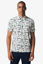 Next Poloshirt Polo-Shirt im weihnachtlichen Print Grün/Dunkelgrün/Weiß