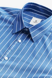 Next Langarmhemd Slim Fit Hellblau/Dunkelblau/Blau