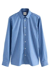 Next Langarmhemd Slim Fit Hellblau/Dunkelblau/Blau