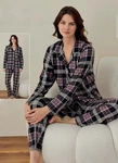 fashionshowcase Pyjama Damen Schlafanzug  Lila/Rot