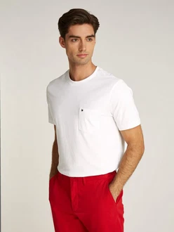 Tommy Hilfiger T-Shirt ESSENTIAL SOLID POCKET TEE Weiß/Rot/Creme Tommy Hilfiger T-Shirt ESSENTIAL SOLID POCKET TEE Weiß/Rot/Creme