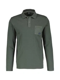 Poloshirt Langarmpolo in Struktur-Baumwollqualitt