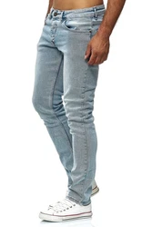 Elara Herren Jeans Slim Fit Hose Denim Stretch Chunkyrayan Hellblau/Blau
