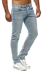 Elara Herren Jeans Slim Fit Hose Denim Stretch Chunkyrayan Hellblau/Blau