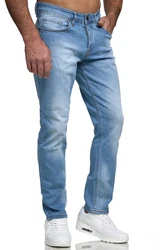 Elara Herren Jeans Slim Fit Hose Denim Stretch Chunkyrayan Hellblau/Blau