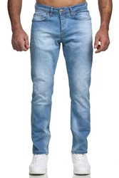 Elara Herren Jeans Slim Fit Hose Denim Stretch Chunkyrayan Hellblau/Blau