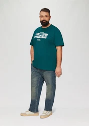 s.Oliver Kurzarmshirt T-Shirt mit Crew Neck und Frontprint Artwork Türkis/Grün/Blau