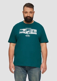 s.Oliver Kurzarmshirt T-Shirt mit Crew Neck und Frontprint Artwork Türkis/Grün/Blau s.Oliver Kurzarmshirt T-Shirt mit Crew Neck und Frontprint Artwork Türkis/Grün/Blau