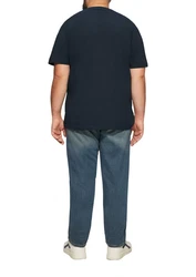 s.Oliver Kurzarmshirt T-Shirt mit Crew Neck und Frontprint Artwork Dunkelblau/Blau/Hellblau