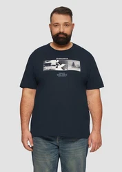 s.Oliver Kurzarmshirt T-Shirt mit Crew Neck und Frontprint Artwork Dunkelblau/Blau/Hellblau