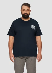 s.Oliver Kurzarmshirt T-Shirt mit Crew Neck und Frontprint Artwork Dunkelblau/Braun/Blau