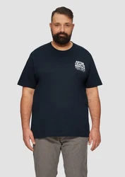 s.Oliver Kurzarmshirt T-Shirt mit Crew Neck und Frontprint Artwork Dunkelblau/Braun/Blau