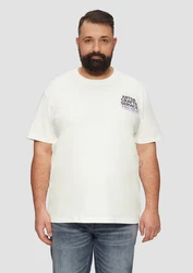s.Oliver Kurzarmshirt T-Shirt mit Crew Neck und Frontprint Artwork Weiß/Creme/Beige