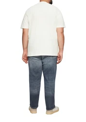s.Oliver Kurzarmshirt T-Shirt mit Crew Neck und Frontprint Artwork Weiß/Creme/Beige