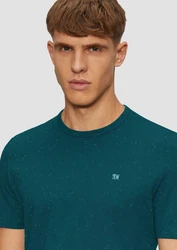 s.Oliver Kurzarmshirt Crew-Neck-Shirt mit Logo Türkis/Grün