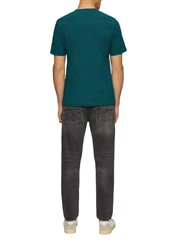 s.Oliver Kurzarmshirt Crew-Neck-Shirt mit Logo Türkis/Grün