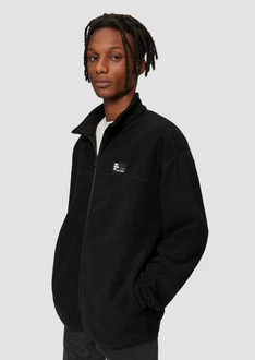 QS Outdoorjacke Fleecejacke mit Stehkragen Schwarz/Hellblau