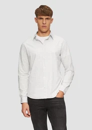 Langarmhemd Slim Fit: Gemustertes Hemd aus Baumwollstretch Kontrast-Details