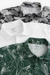 Next Poloshirt Poloshirts aus Jersey im 3er-Pack Dunkelgrün/Dunkelblau/Grün/Weiß