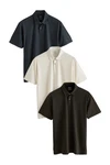 Next Poloshirt Poloshirts aus Jersey im 3er-Pack Dunkelblau/Beige/Khaki/Braun