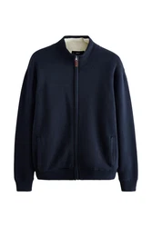 Next Strickjacke Regular Fit Premium Pullover mit Reißverschluss Dunkelblau/Hellblau/Blau
