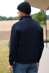 Next Strickjacke Regular Fit Premium Pullover mit Reißverschluss Dunkelblau/Hellblau/Blau