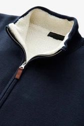 Next Strickjacke Regular Fit Premium Pullover mit Reißverschluss Dunkelblau/Hellblau/Blau
