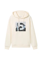 TOM TAILOR Kapuzensweatshirt Hoodie Beige/Creme/Weiß/Khaki