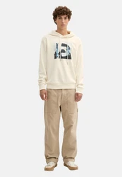 TOM TAILOR Kapuzensweatshirt Hoodie Beige/Creme/Weiß/Khaki