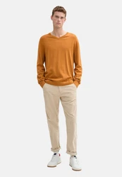 TOM TAILOR Strickpullover V-Neck (1-tlg) Braun/Orange/Gelb