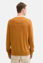 TOM TAILOR Strickpullover V-Neck (1-tlg) Braun/Orange/Gelb