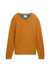 TOM TAILOR Strickpullover V-Neck (1-tlg) Braun/Orange/Gelb