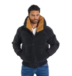 Denim Distriqt Bomberjacke Winter Herren mit Fellkragen Schwarz