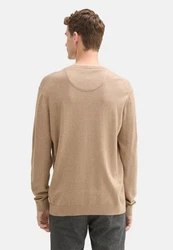 TOM TAILOR Strickpullover V-Neck (1-tlg) Beige/Braun