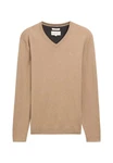 TOM TAILOR Strickpullover V-Neck (1-tlg) Beige/Braun