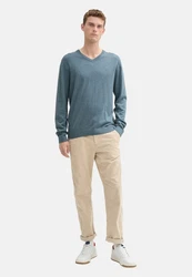 TOM TAILOR Strickpullover V-Neck (1-tlg) Hellblau/Blau/Grau/Schwarz/Dunkelblau