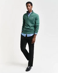 Gant Strickpullover CASUAL COTTON HALF ZIP Dunkelgrün/Grün/Türkis