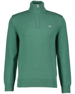 Gant Strickpullover CASUAL COTTON HALF ZIP Dunkelgrün/Grün/Türkis